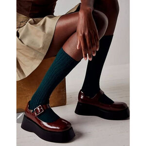 JEFFEY CAMPBELL x FREE PEOPLE Ichika Brown Black Platform Mary Jane Shoes 7.5